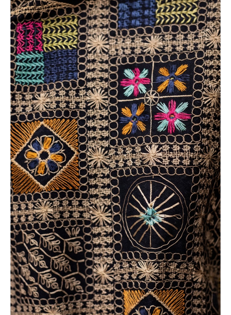 UD Women’s Embroidered Jalabiya with Traditional Touch, Gaitan Belt & Relaxed Fit Size S - Image 4